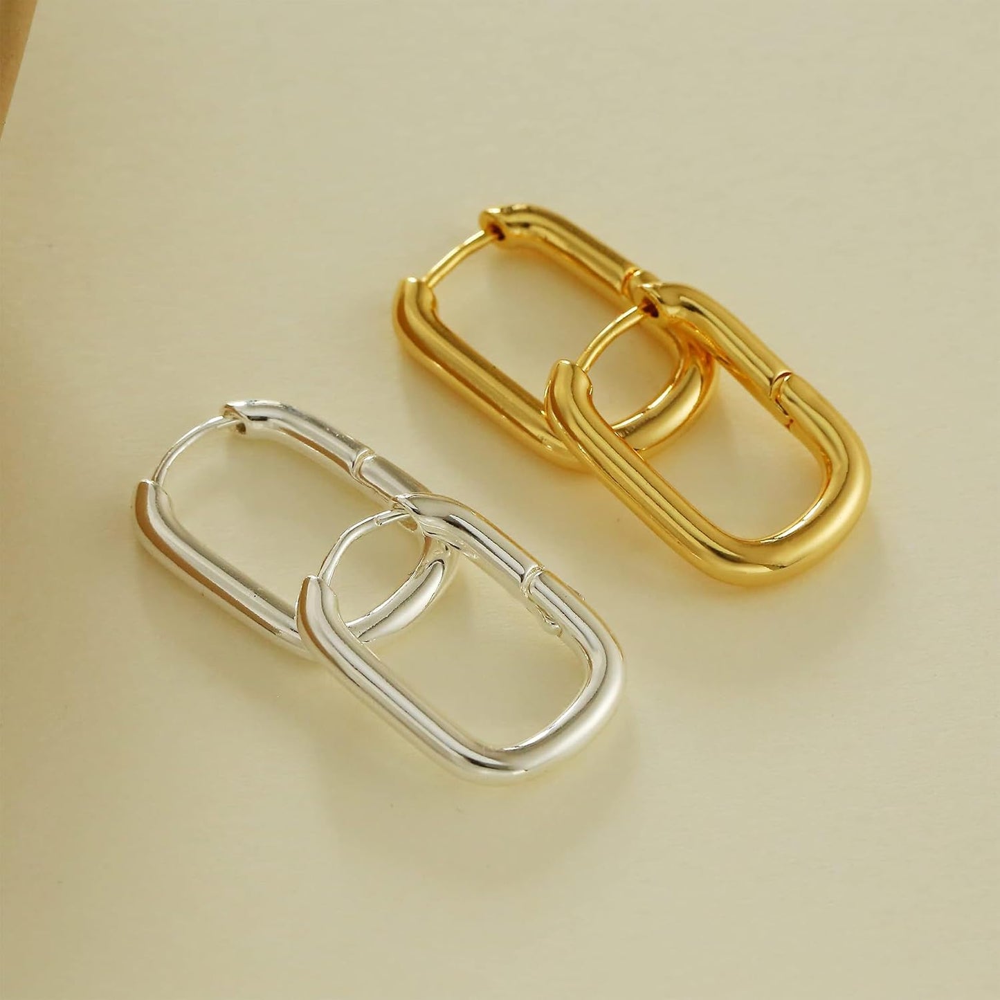 Amicon Pendientes de oro grueso para mujer, chapados en oro de 14 q...