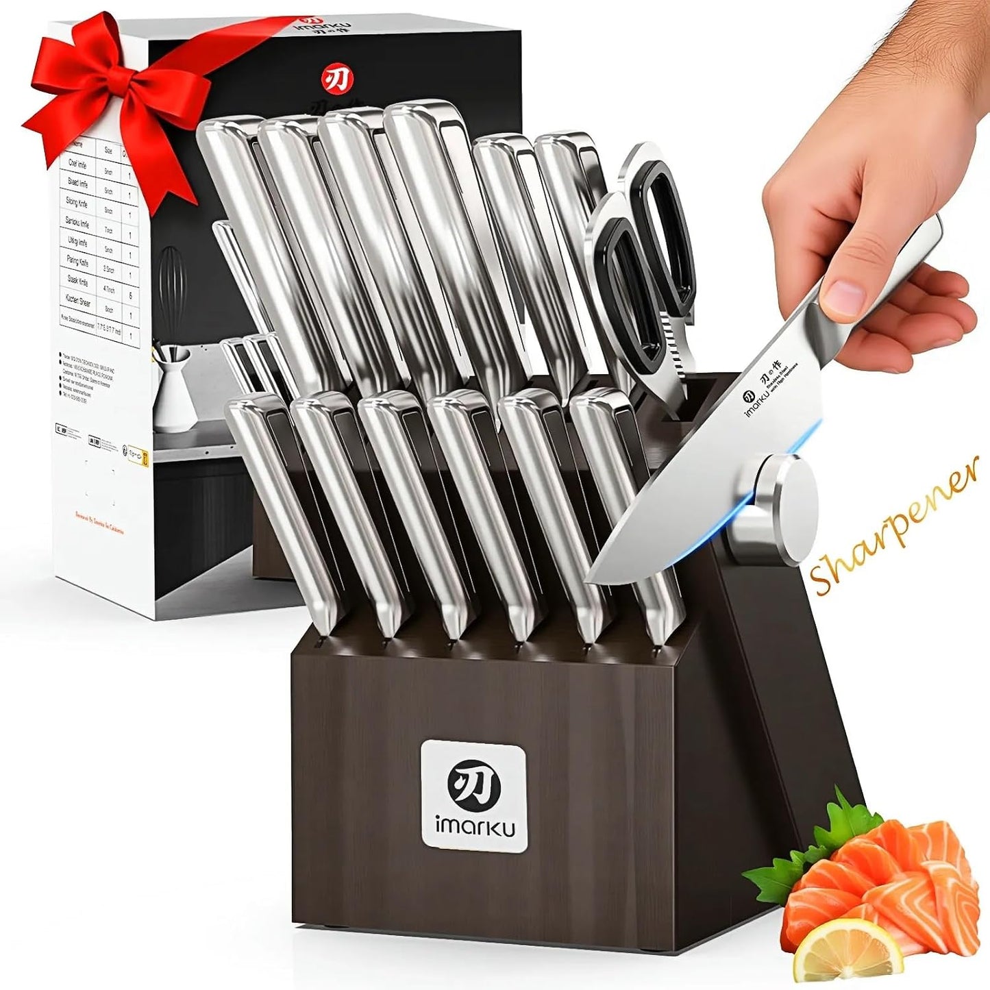 Juego de cuchillos para cocina con bloque imarku G14 Juego de cuchi...