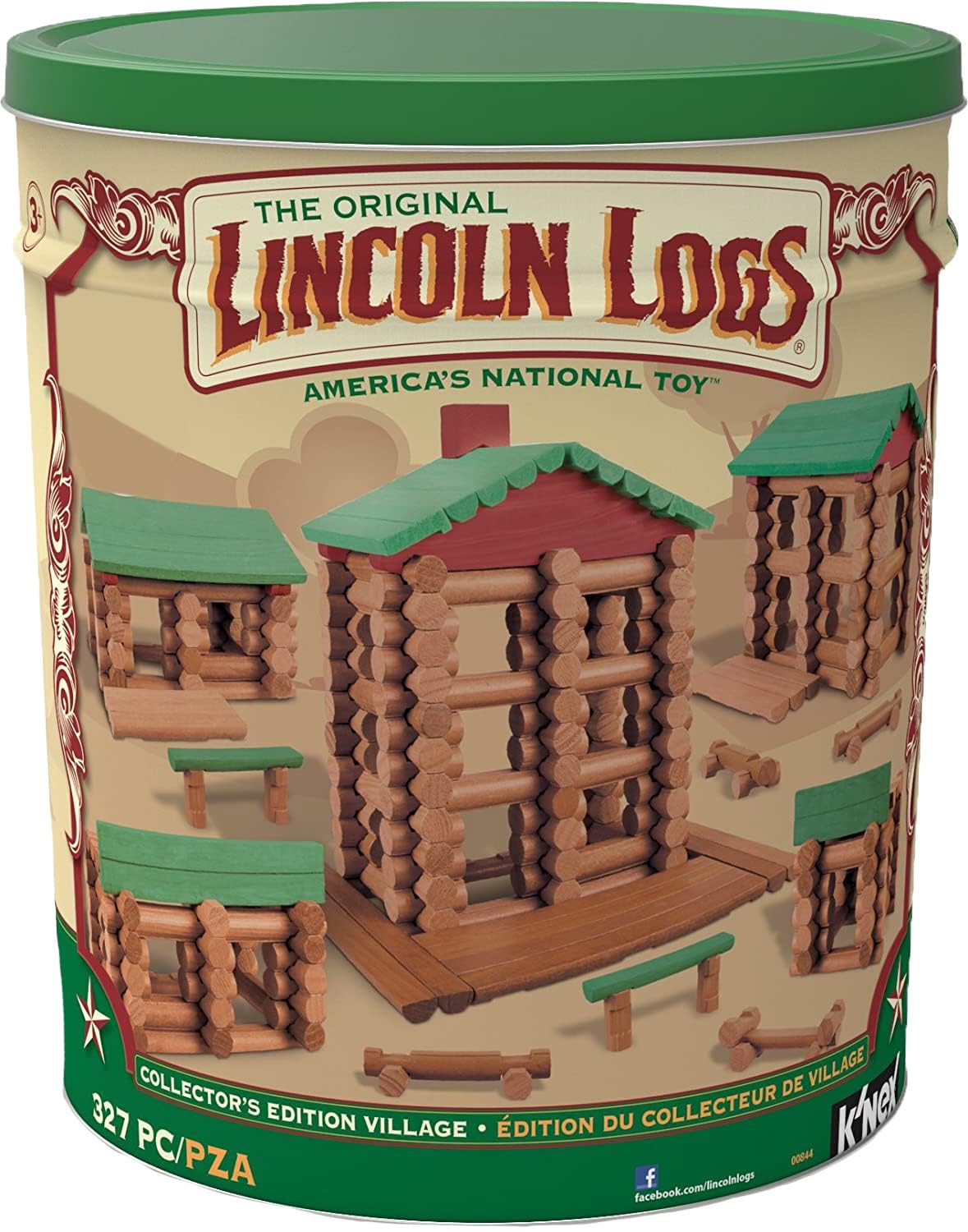 Set de construcción infantil Lincoln Logs, 327 piezas, para niños d...