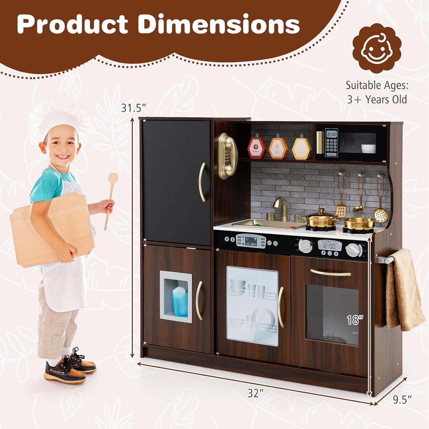 Costzon Juego de cocina para niños, juego de juguetes de cocina de...