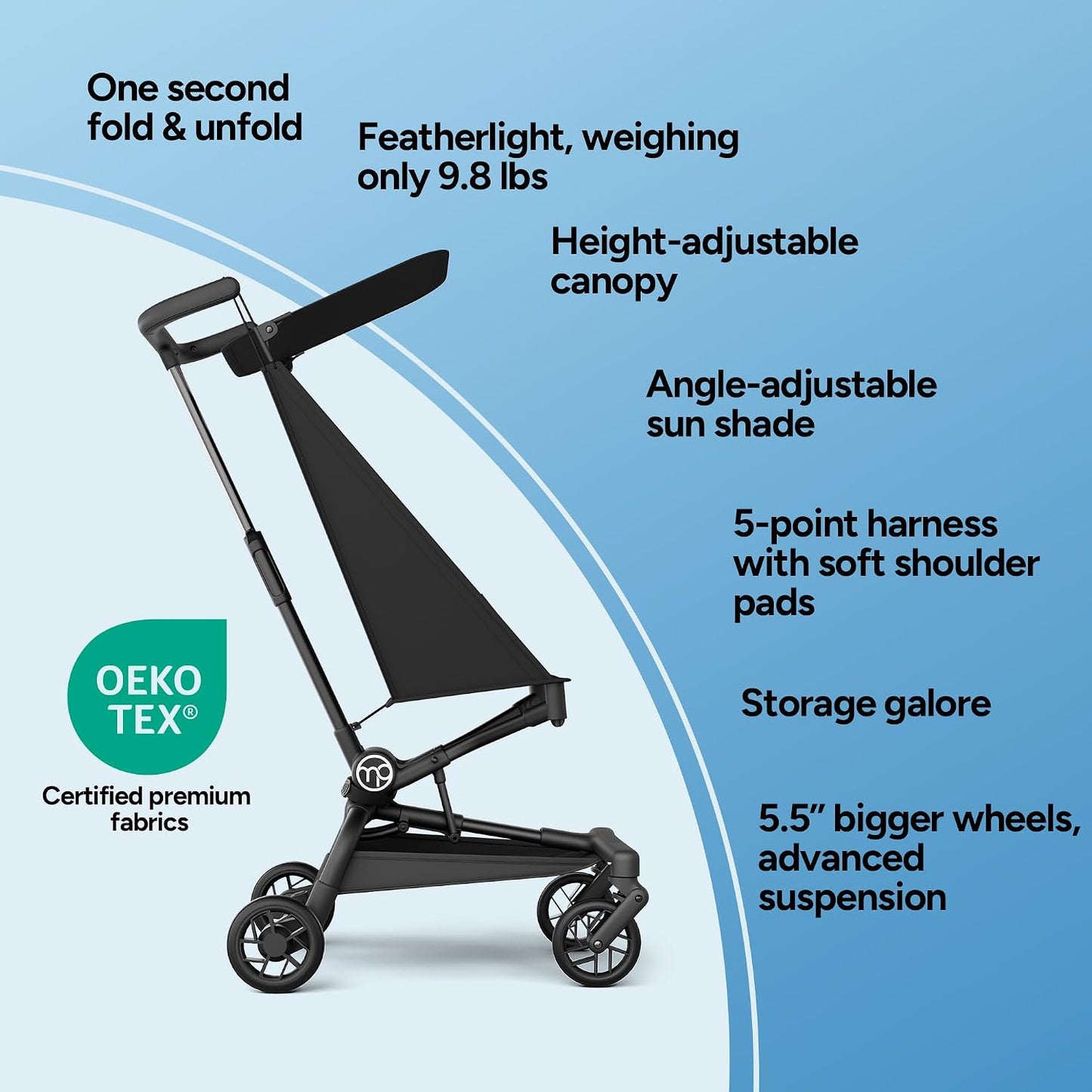 Mompush Jeto - Cochecito de viaje ligero \u2013 9.8 libras ultracom...