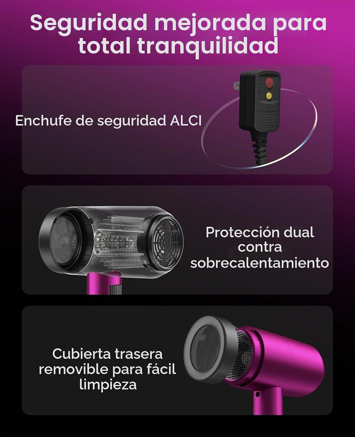 Secador de pelo, Secadores de pelo CONFU para mujer 21000PRM | Seca...