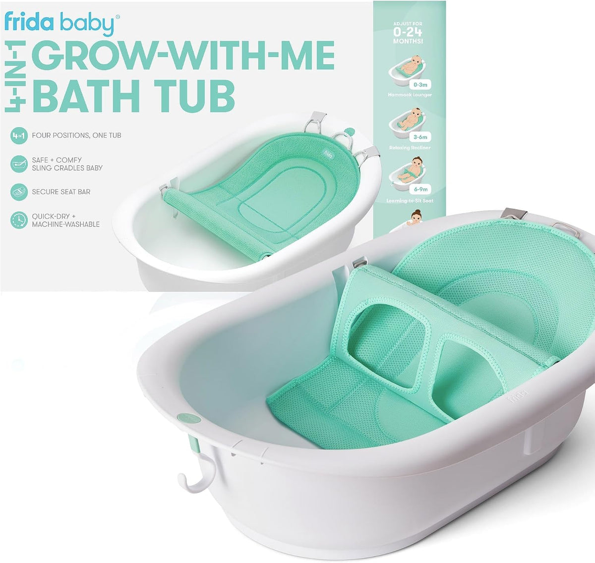 Frida Baby Bañera de bebé 4 en 1 Grow-with-Me, bañera para recién n...