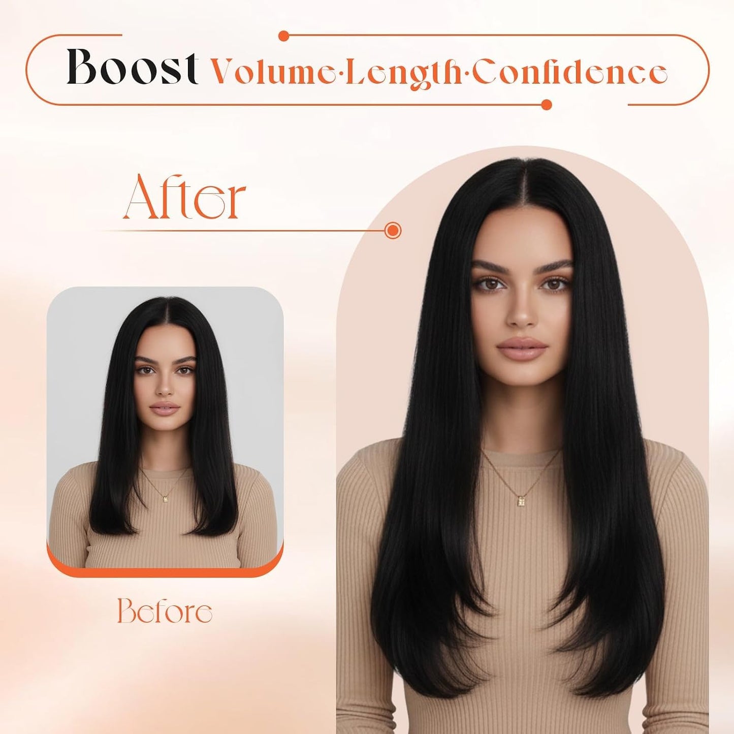 Sunny Hair - Extensiones de clip de cabello humano largo, color neg...