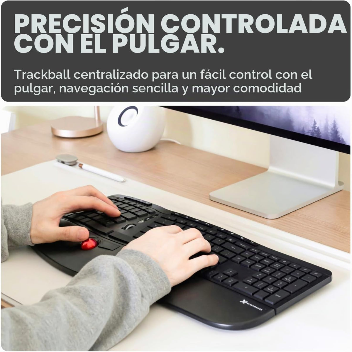 X9 Performance Teclado Inalámbrico Ergonómico con Trackball - Recar...