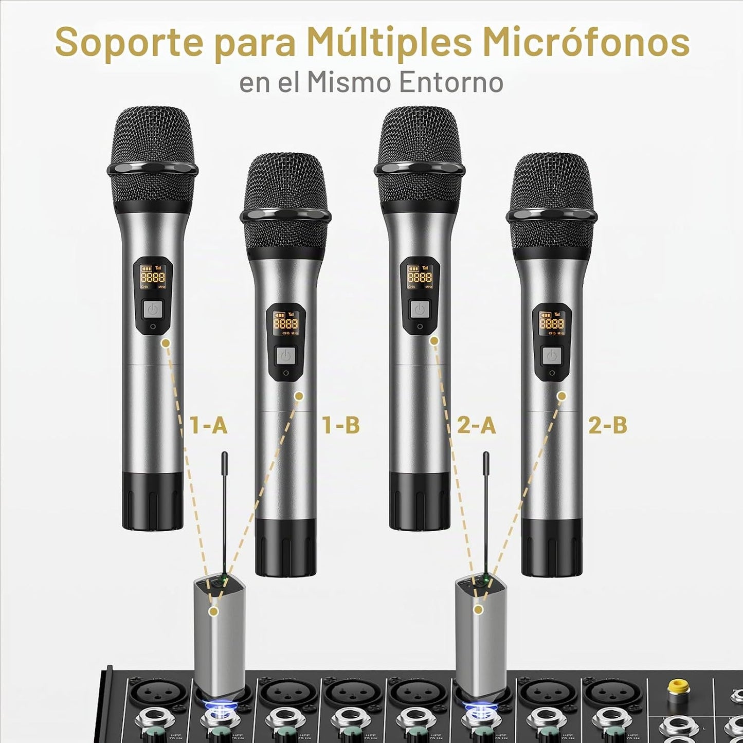 TONOR Micrófonos inalámbricos, sistema de micrófono dinámico de met...