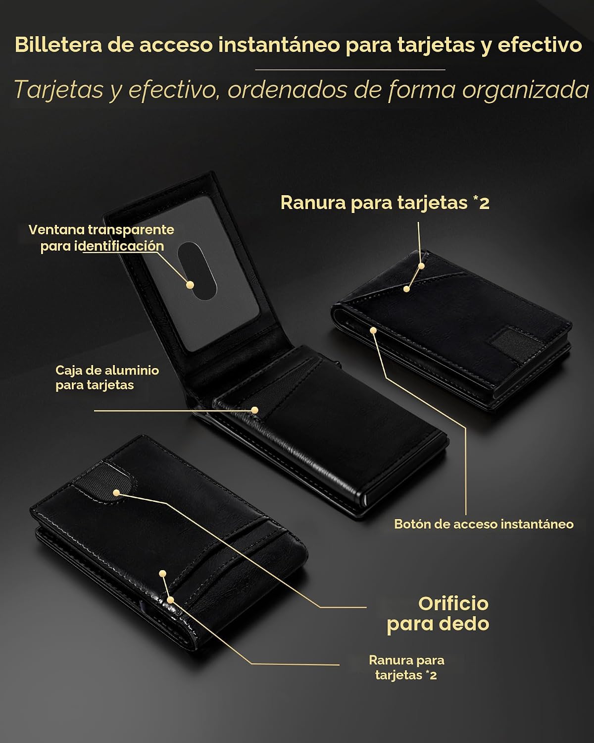 QLD Cartera para hombres \u2013 Bloqueo RFID [funcional y práctico]...