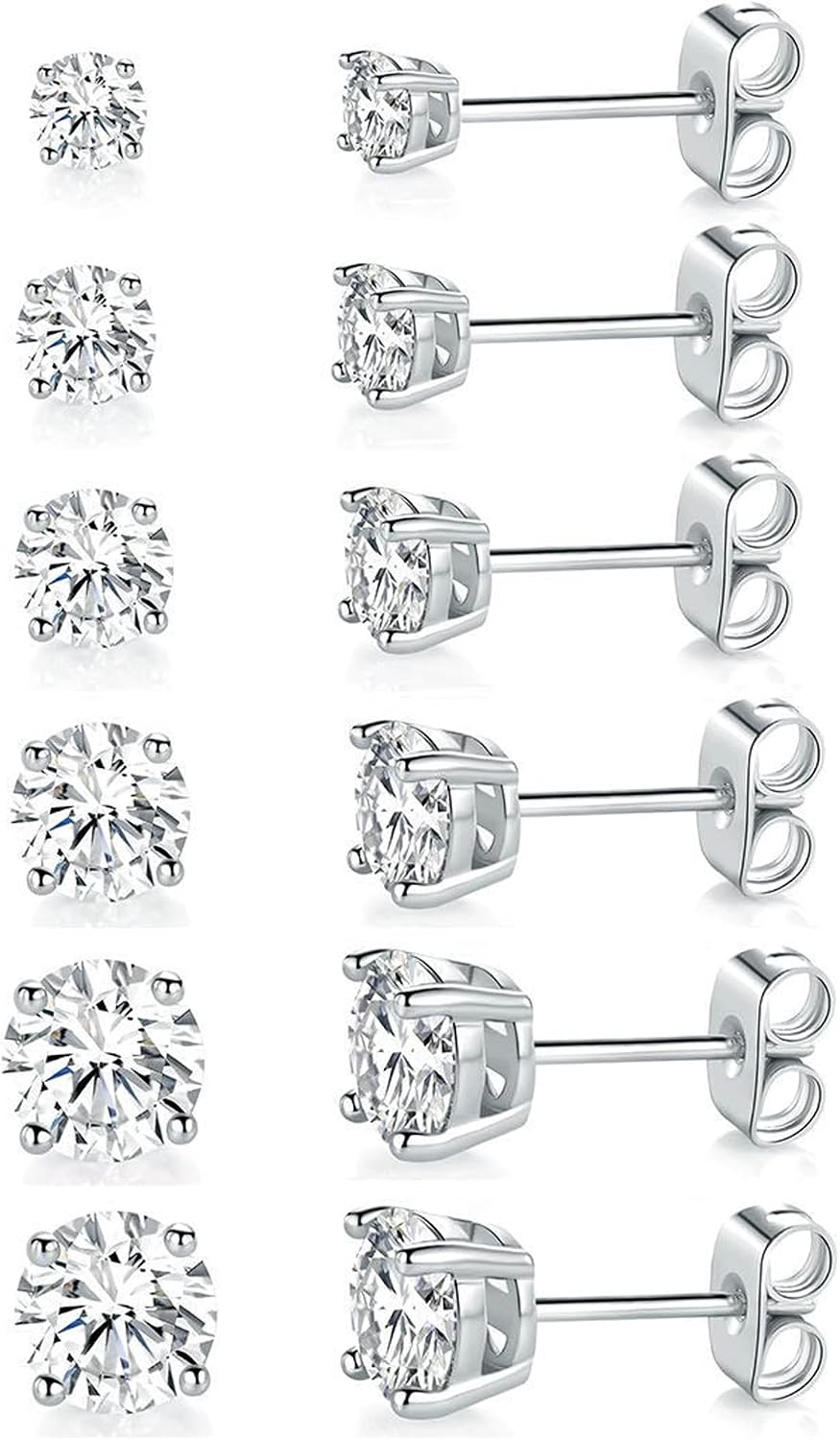 Aretes tipo dormilona chapados en oro blanco de 18 quilates con cir...