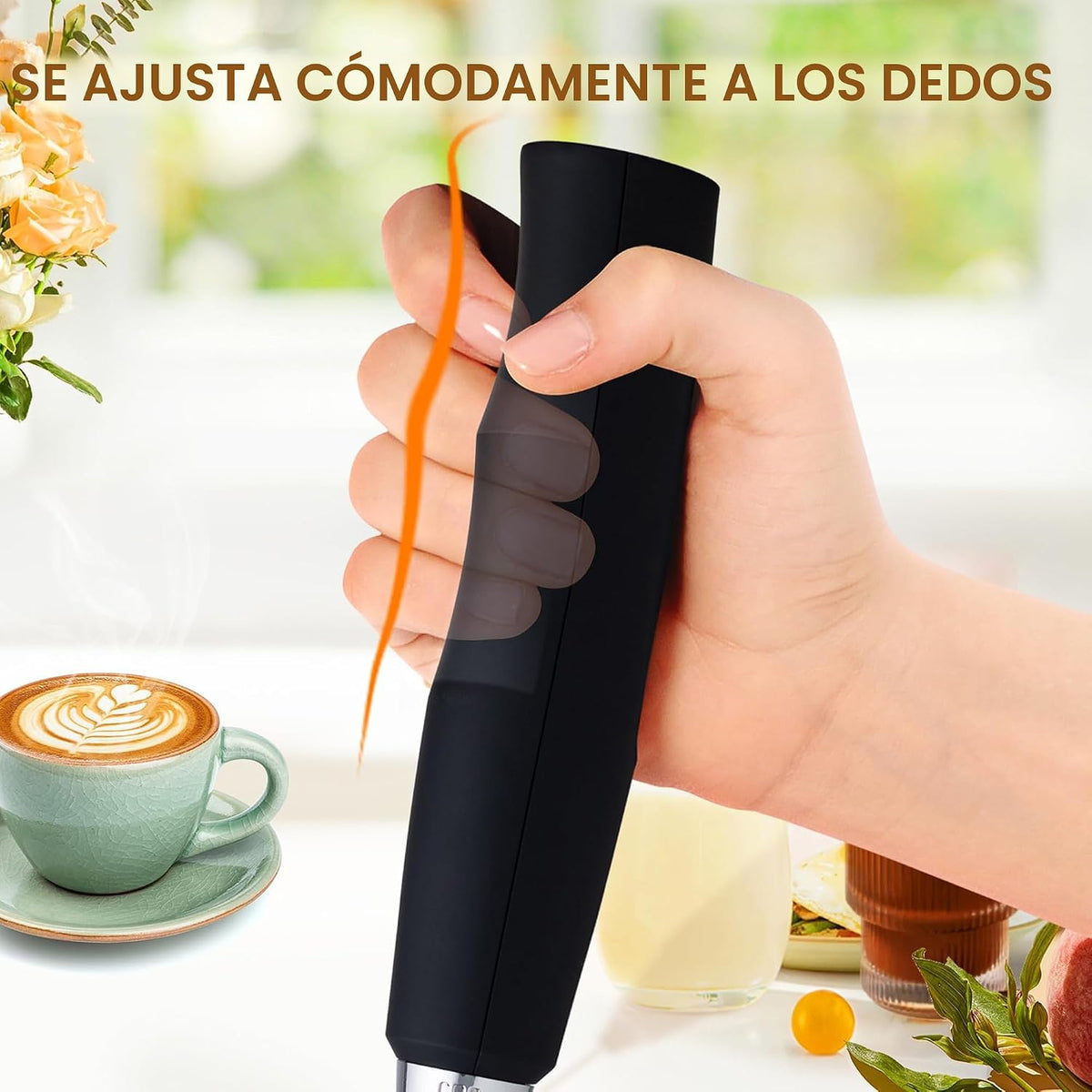 YUSWKO - Varita espumadora de leche portátil para café, batidor elé...