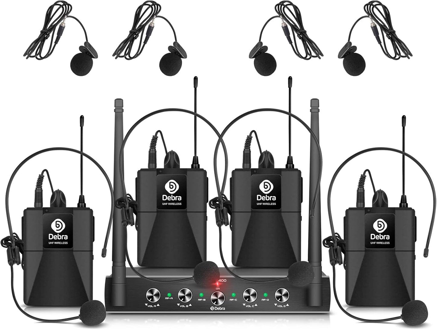 D Debra Audio AU400 Pro UHF - Sistema de micrófono inalámbrico de 4...