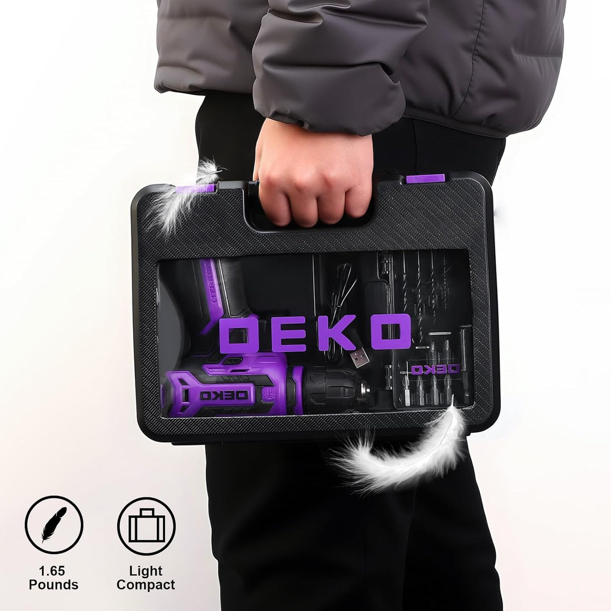 Taladro inalámbrico: DEKOPRO Juego de taladro eléctrico de 12 V, ta...