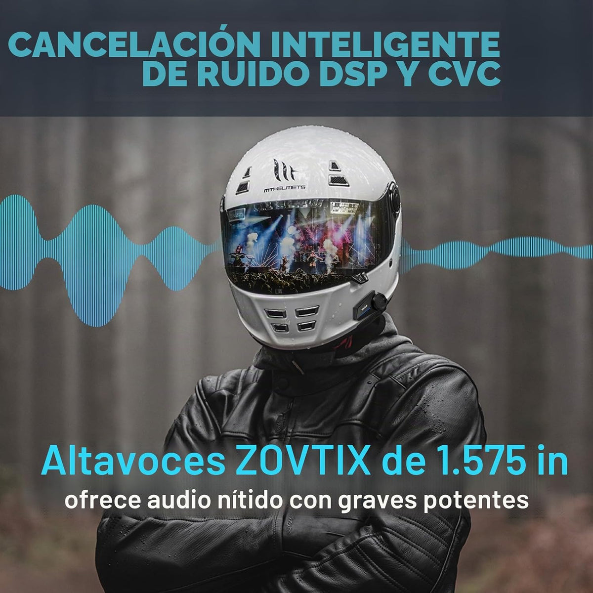 ZOVTIX Soporte para casco de motocicleta, sistema de comunicación d...