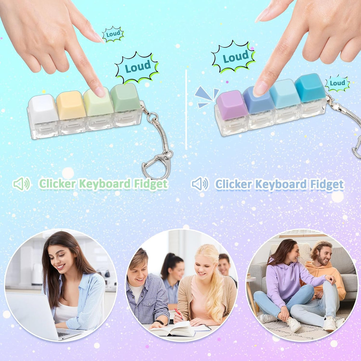 Juguete sensorial con teclado con clicker, 2 unidades, teclado de c...
