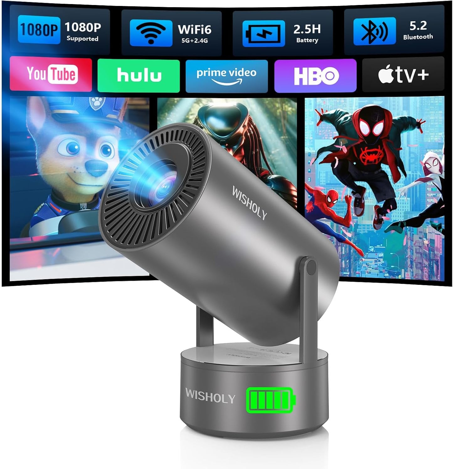 Proyector portátil con batería incorporada para exteriores y viajes...