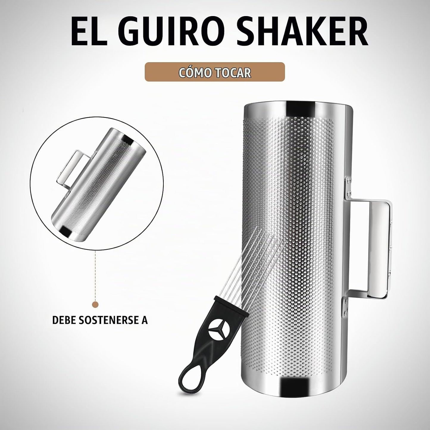 Soulmate Güiro de Instrumento 12"x5" de Acero Inoxidable, G...
