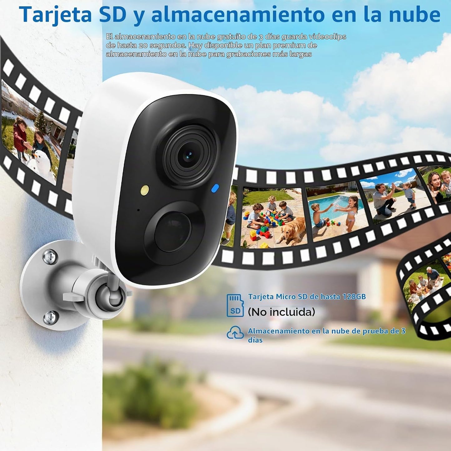 Fazoxo Cámara de seguridad 2K inalámbrica al aire libre, cámaras Wi...