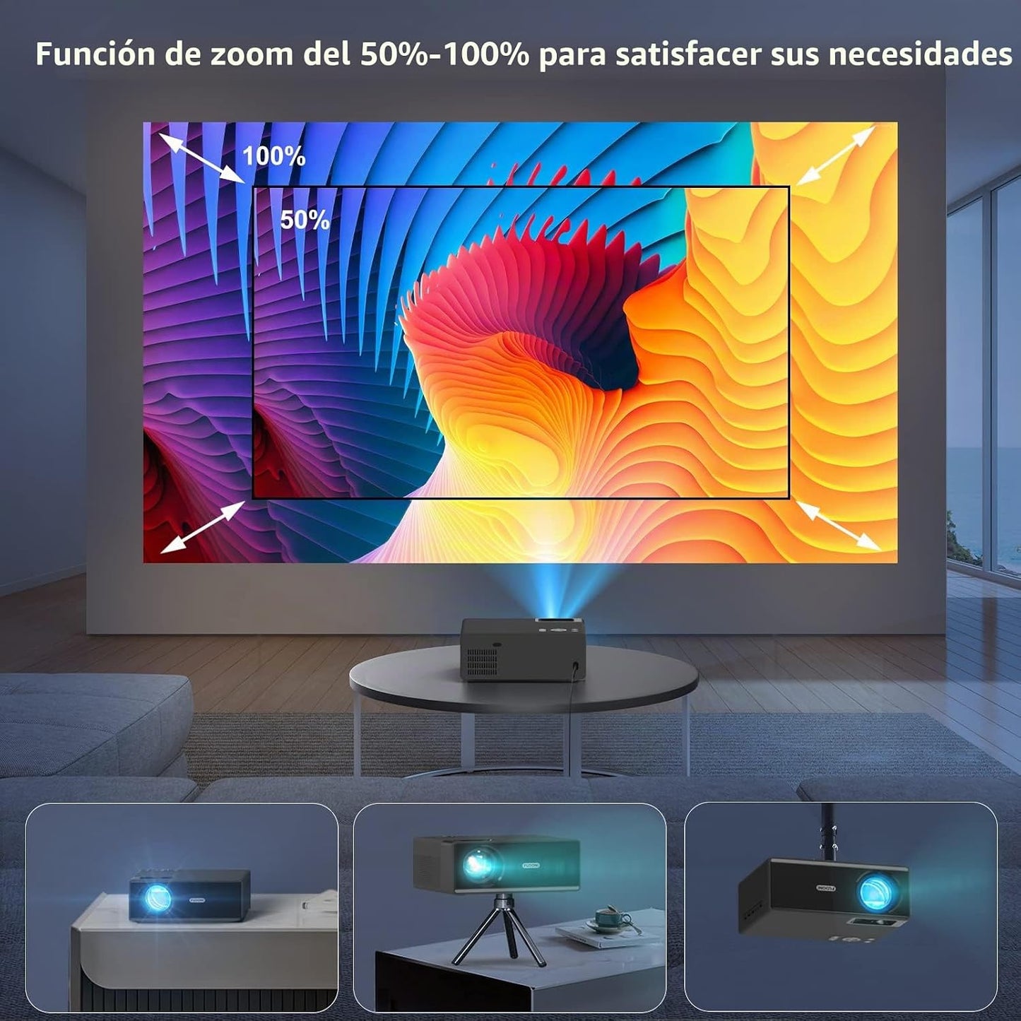【400 ANSI de alto brillo】Proyector Bluetooth WiFi FUDONI, nativo 10...