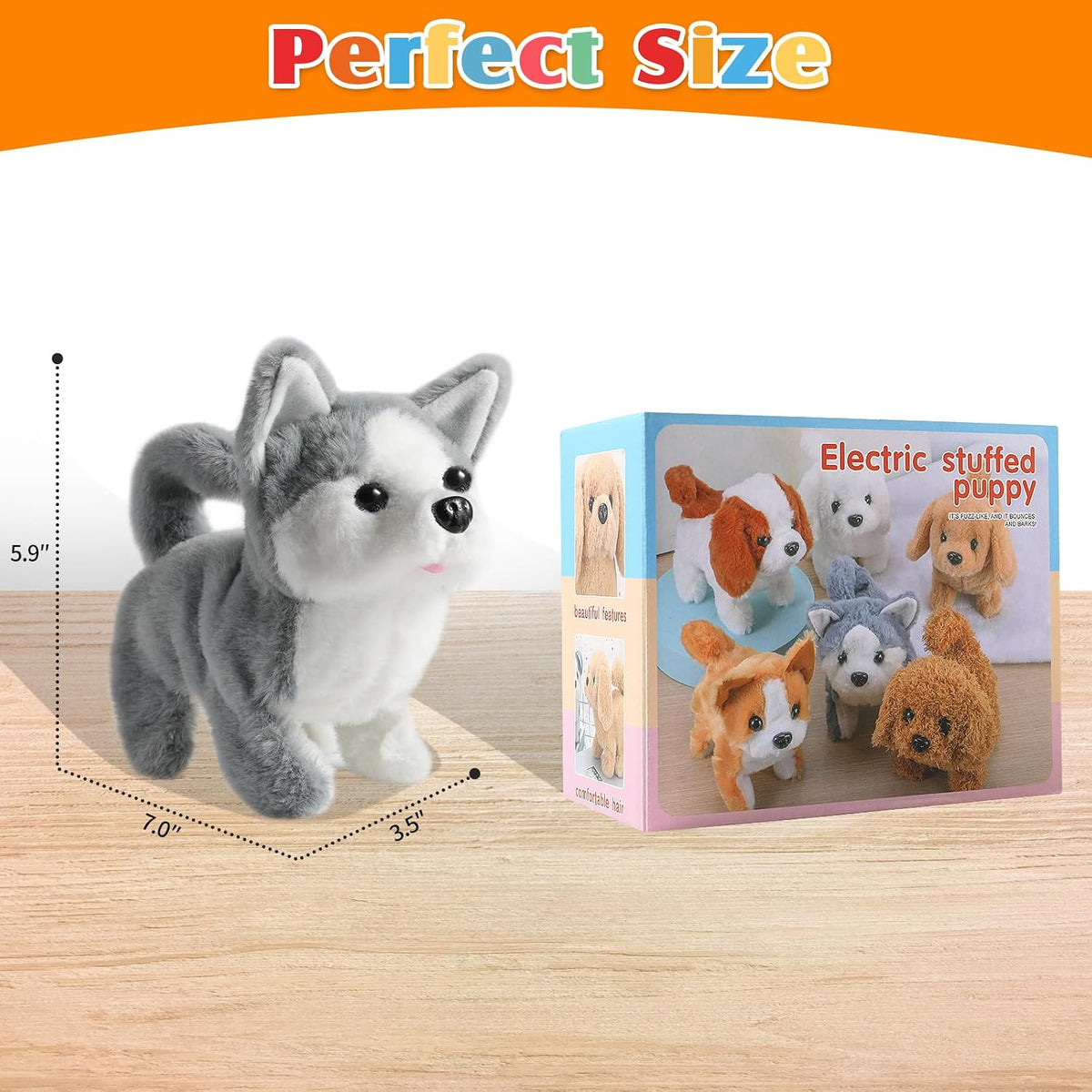 KSABVAIA Juguete de Peluche Husky Cachorro Perro Electrónico Intera...