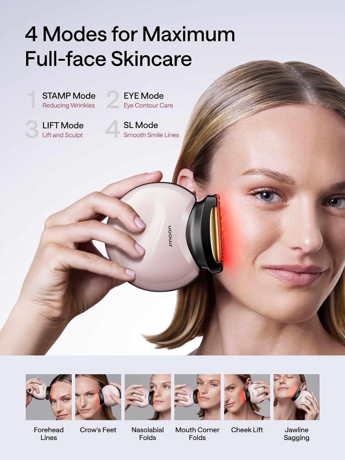 JMOON Dispositivo Facial de Microcorriente, M30U Terapia de Luz Roj...