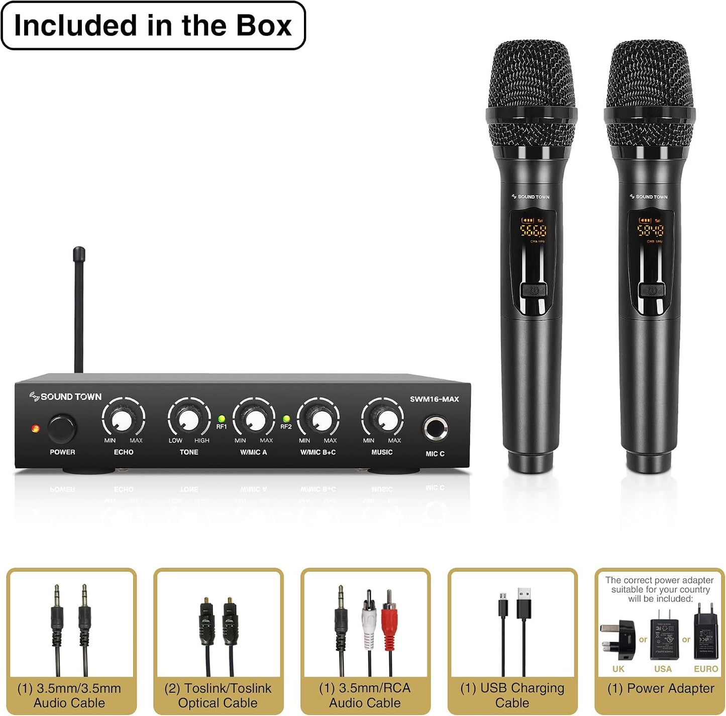 Sound Town Sistema mezclador de karaoke con micrófono inalámbrico c...