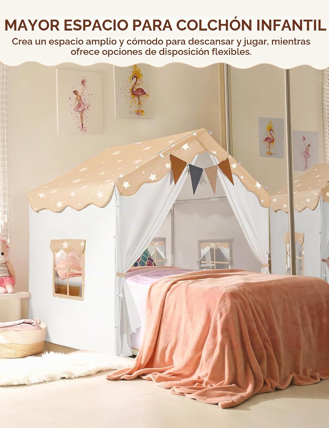 besrey Tienda de campaña para niños 2 en 1 con alfombrilla acolchad...