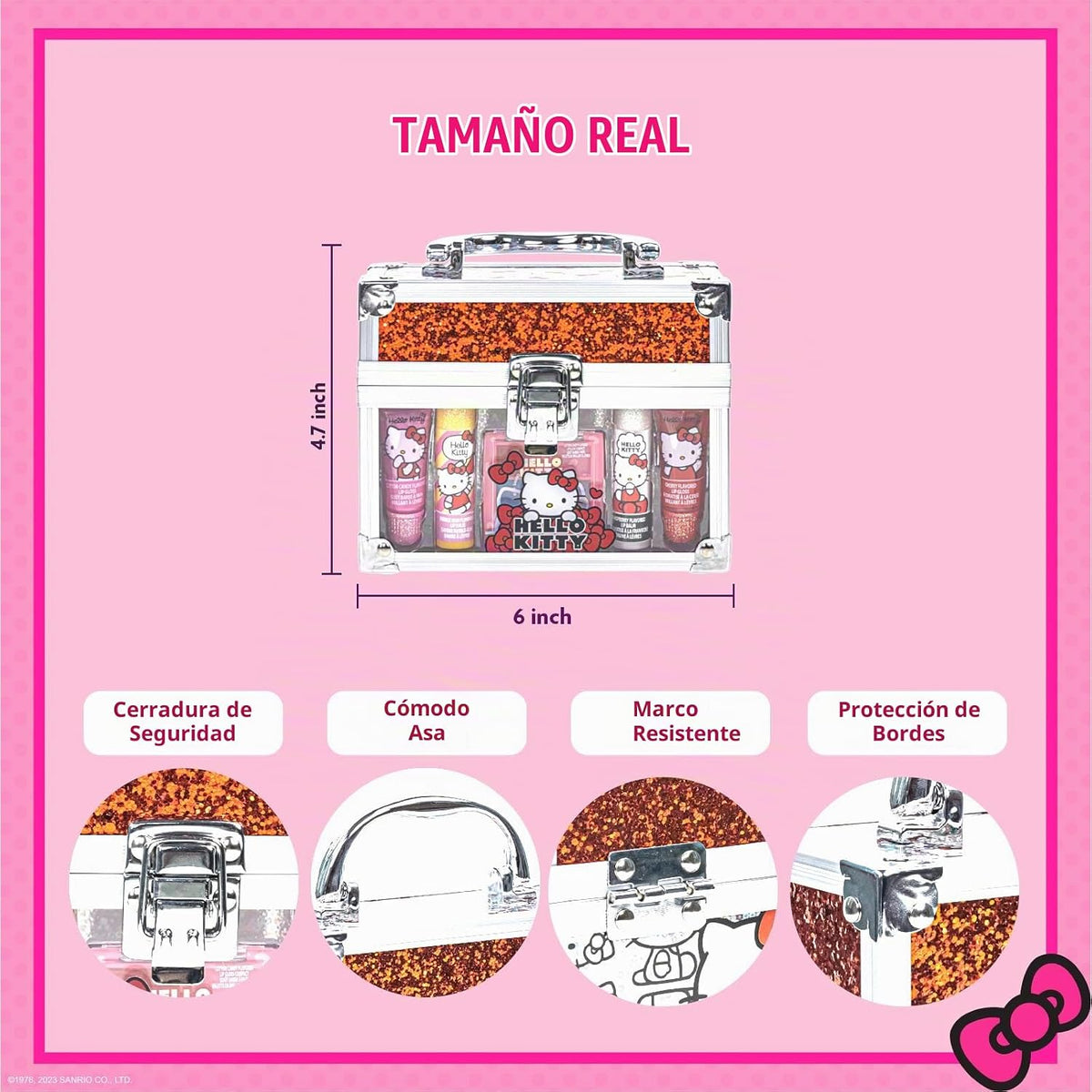 Hello Kitty Mini Train Case Beauty Set con maquillaje lavable, a pa...