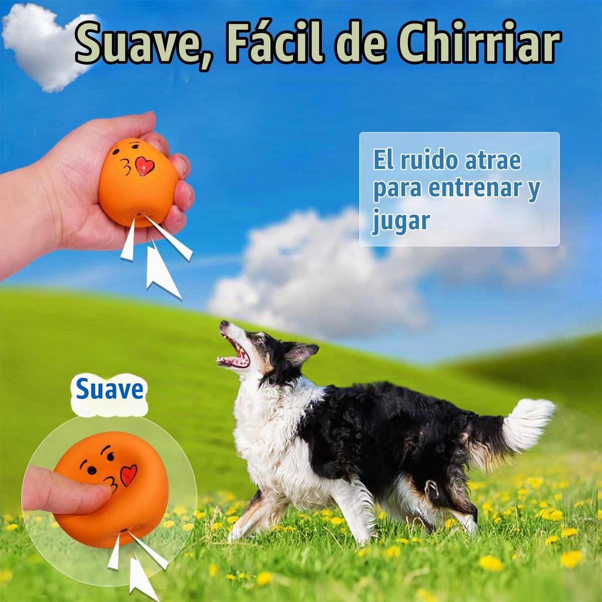 HOLYSTEED Juguetes chirriantes para perros medianos, bolas chirrian...