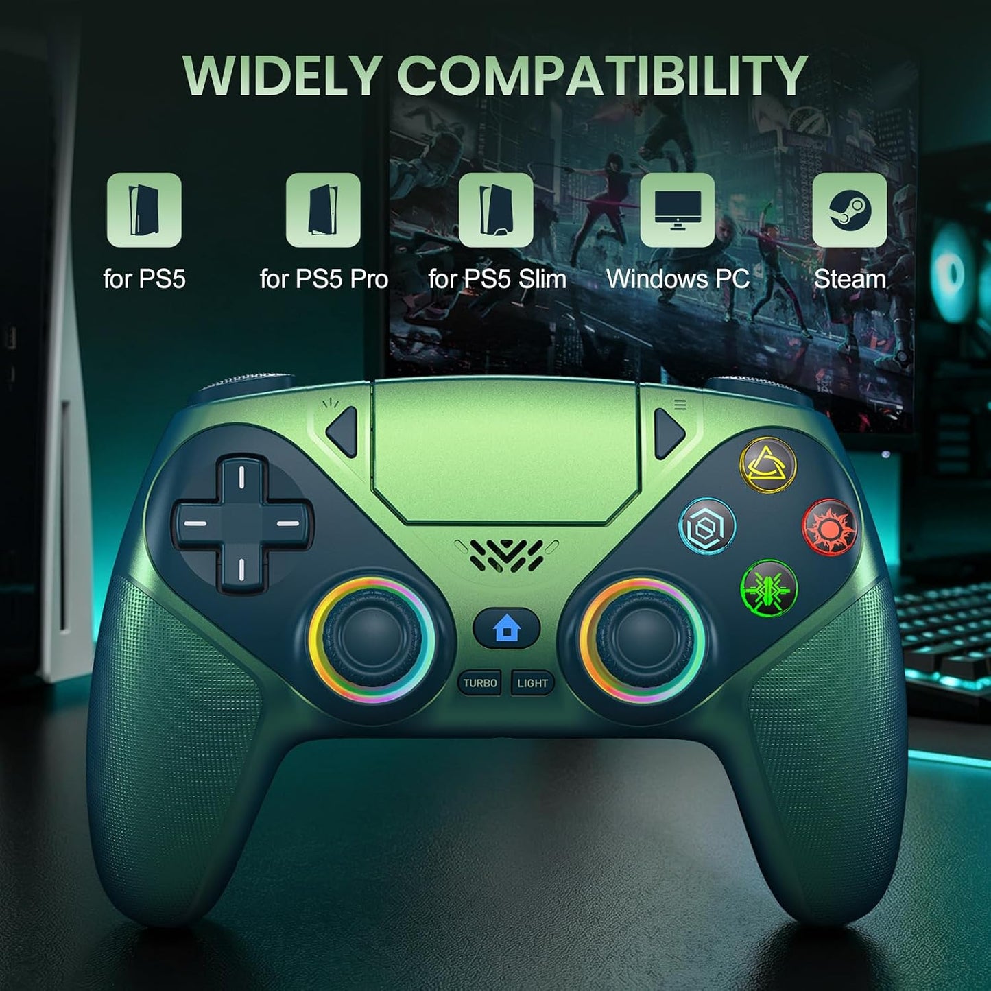 Controlador inalámbrico LED Gamrombo para PS5, compatible con PS5 P...