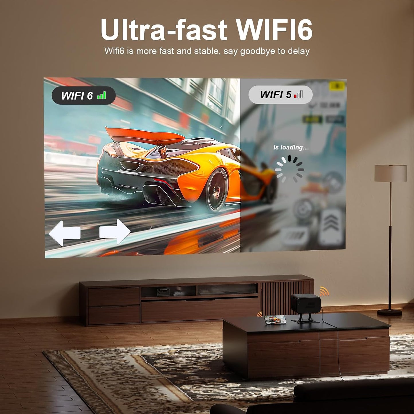 [3000 ANSI y enfoque automático] Mini proyector inteligente negro c...