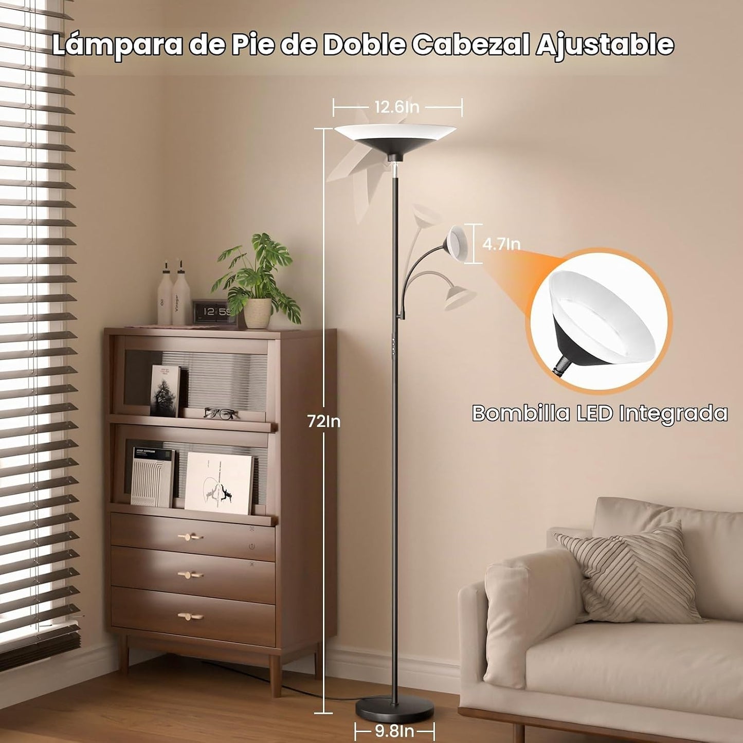 SIBRILLE RGB Torchiere - Lámpara de pie LED regulable de 2 vías con...