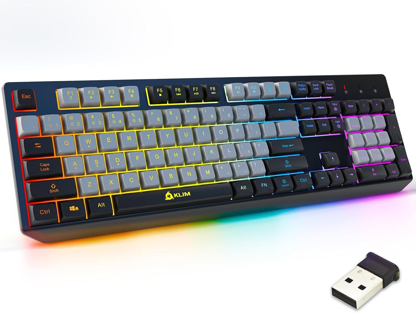 Teclado inalámbrico KLIM Chroma \u2013 RGB retroiluminado para jueg...