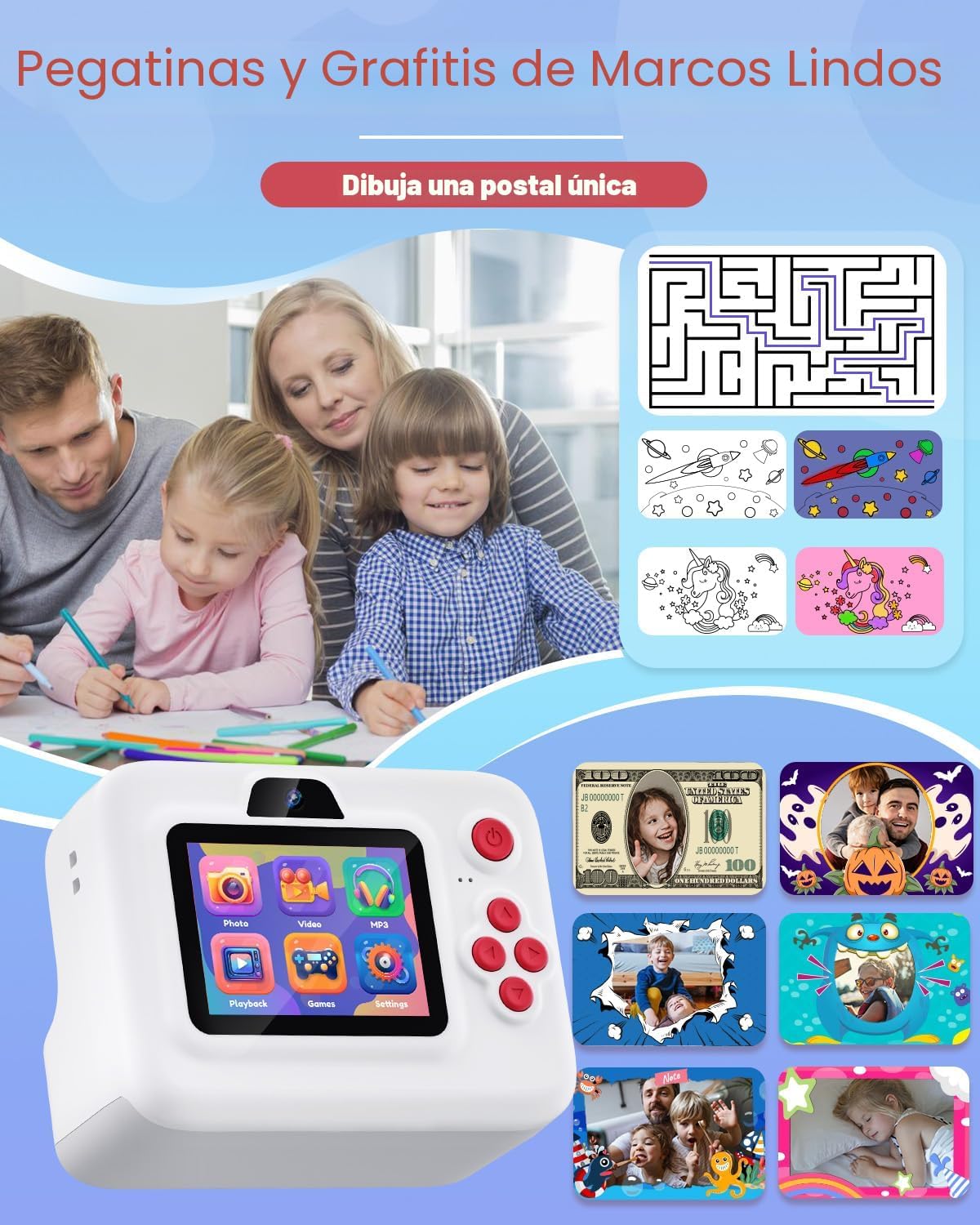 Dylanto Cámara de impresión instantánea para niños, cámaras instant...
