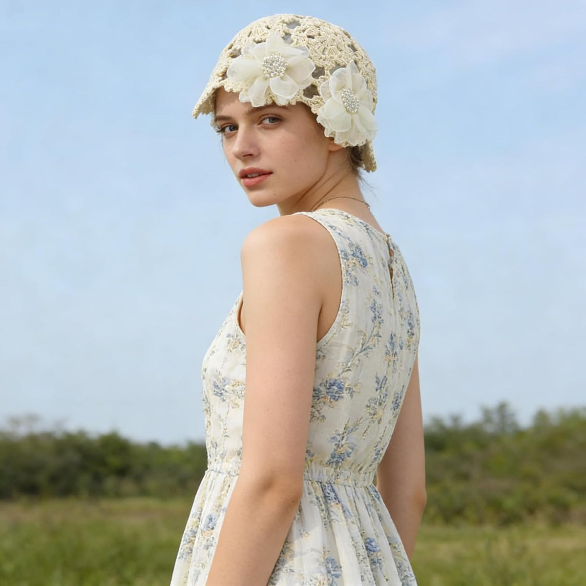Gorro de ganchillo hecho a mano para mujer, sombrero de sol de enca...
