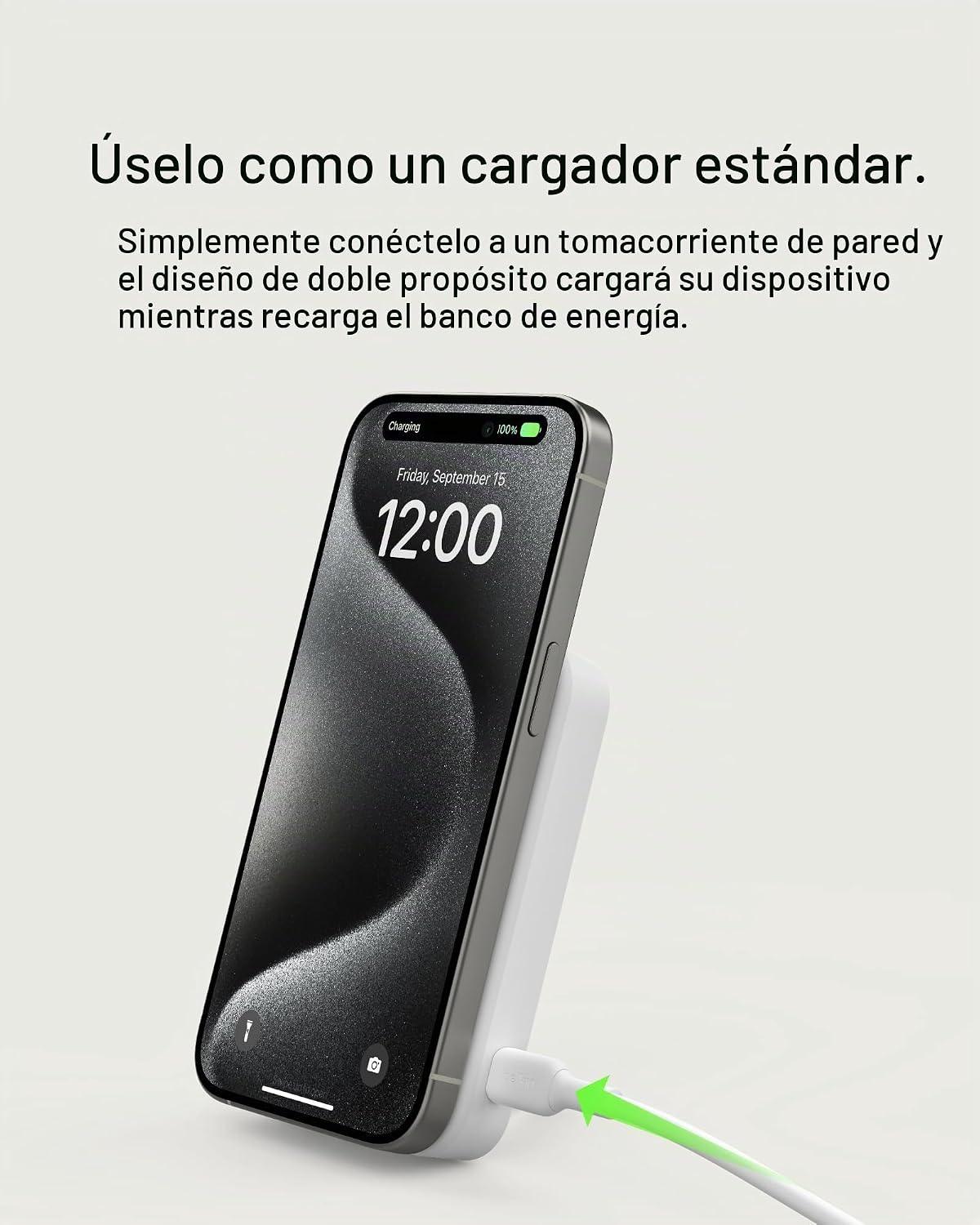 Belkin Cargador portátil, banco de energía inalámbrico de 15 W 8000...