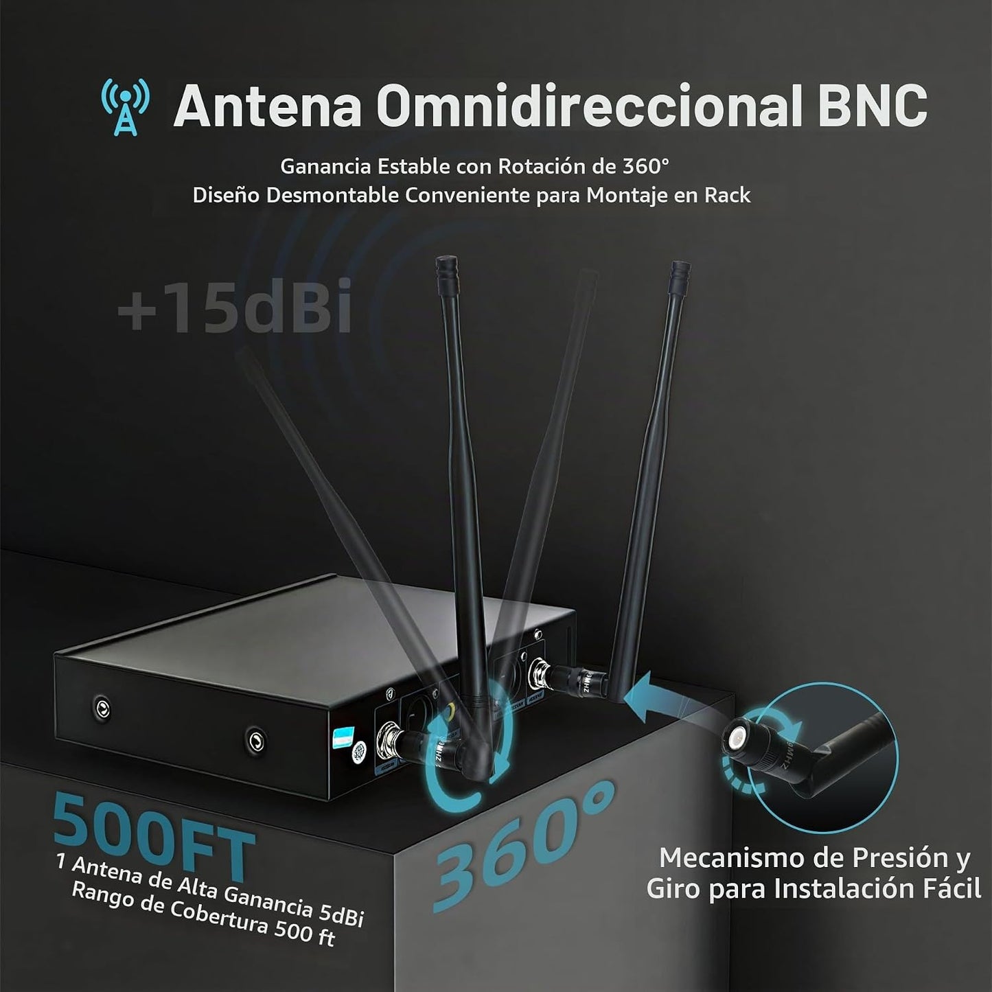 Loewieta - Sistema de micrófono inalámbrico profesional, 500 pies d...