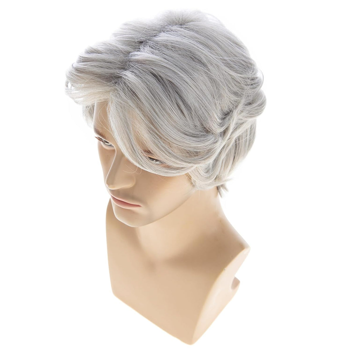 RicHyun Peluca corta gris sintética para hombre, recta, en capas, p...