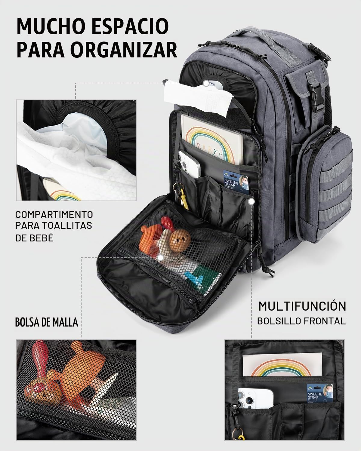 Dinictis Mochila de pañales de 40 L para papá, bolsas de pañales de...