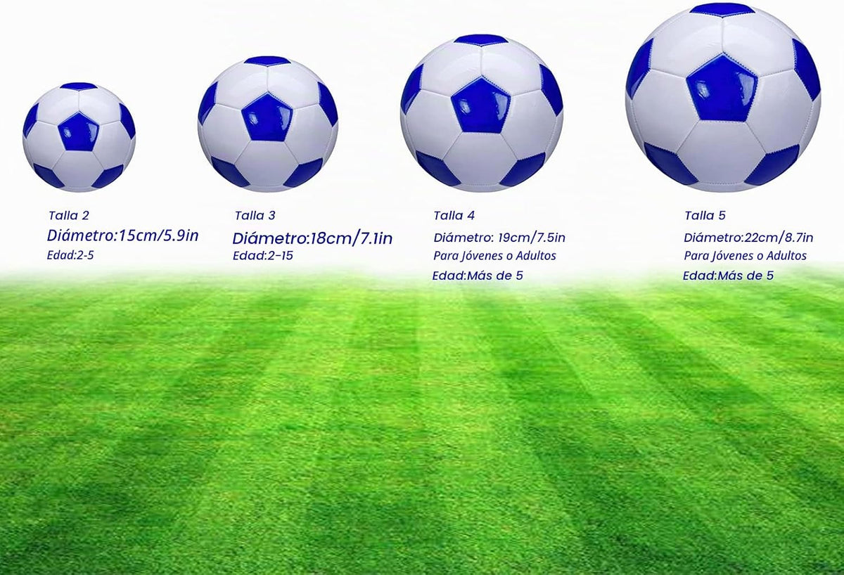 SPDTECH Balón de fútbol tamaño 2, 3, 4, 5, blanco y azul, actividad...