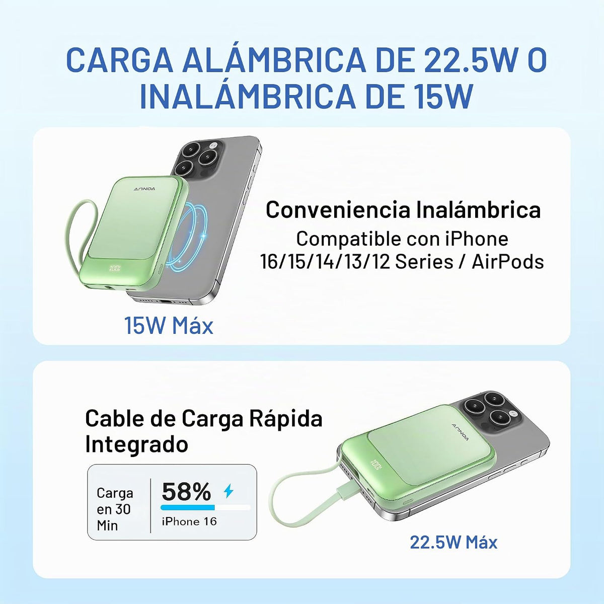 VONUV Banco de energía magnético de 10000mAh, cargador portátil ina...