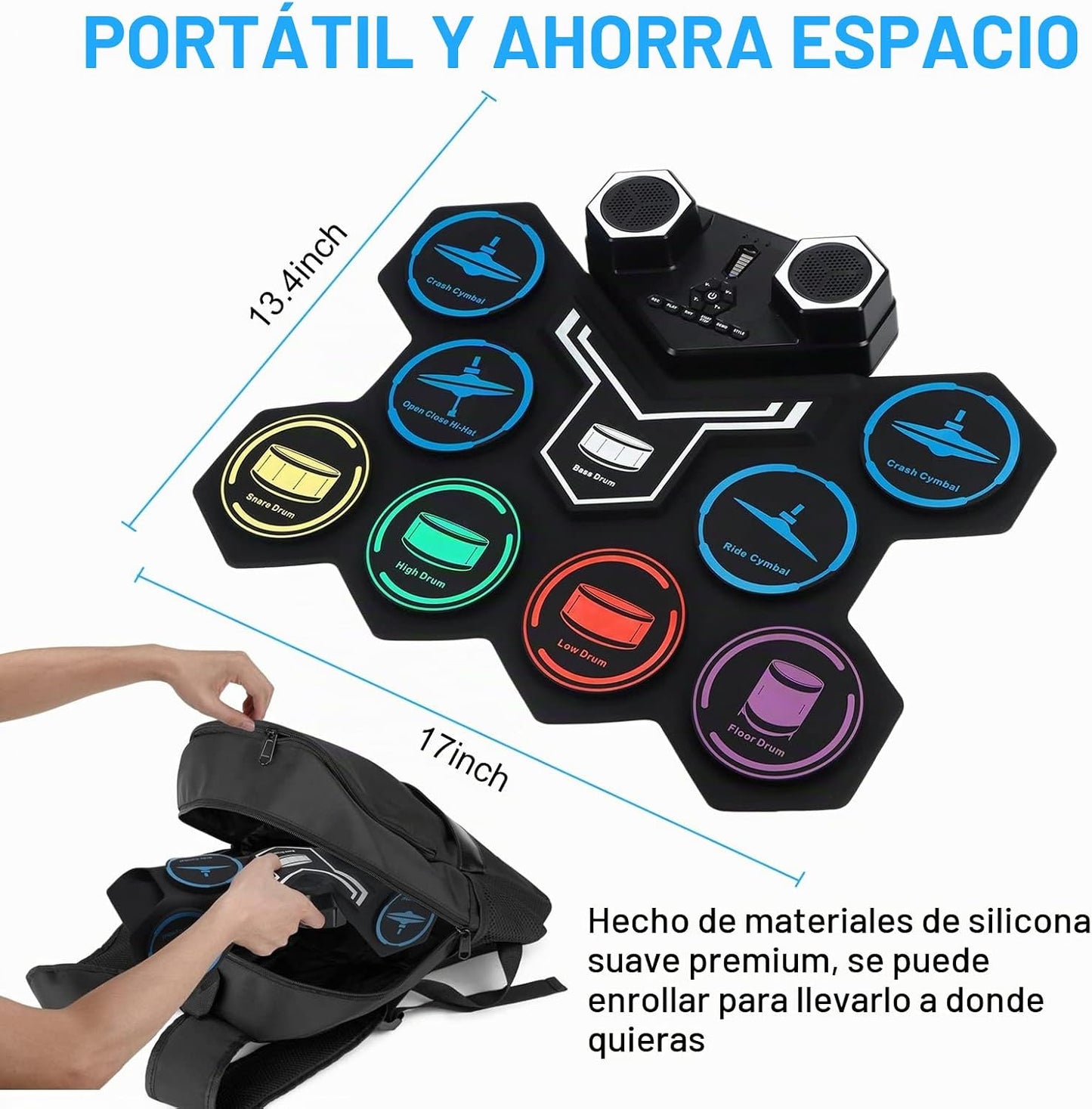 Conjunto de batería electrónica, Marrilley, 9 almohadillas con entr...