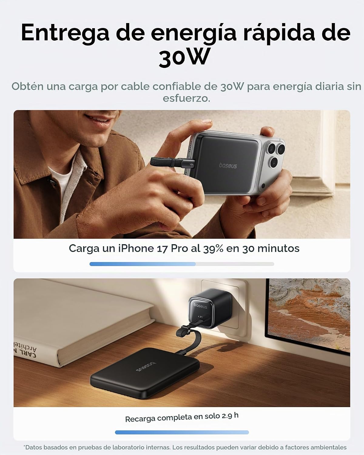 Baseus Picogo AM71 Ultra Slim 10000mAh Qi2.2 Power Bank, cargador p...