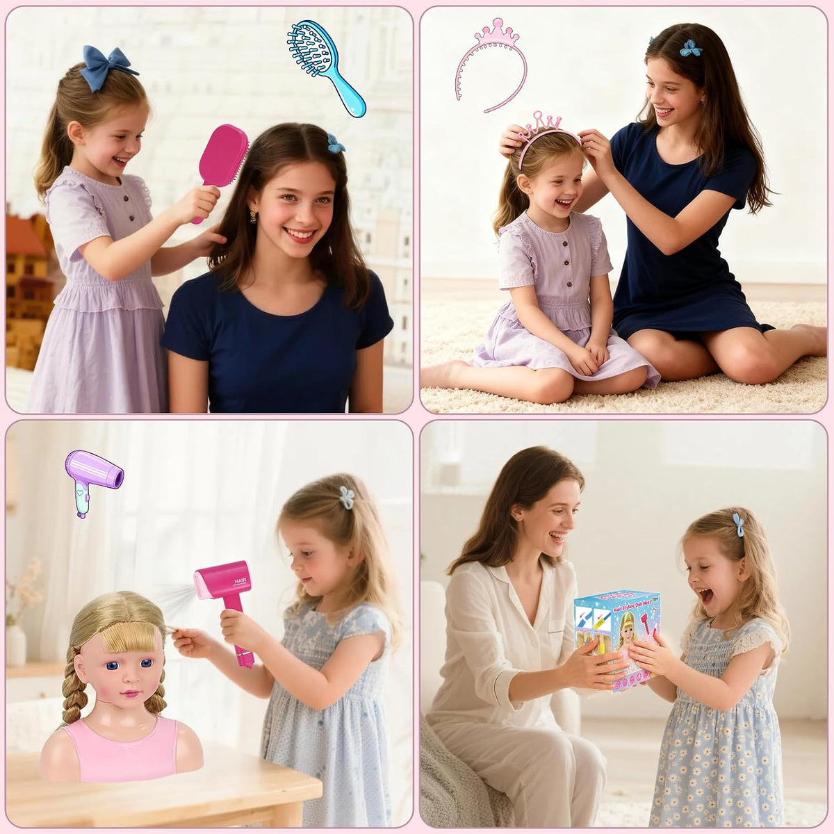 Cabeza de Muñeca para Estilo de Cabello Infantil, Juguetes de Peluq...