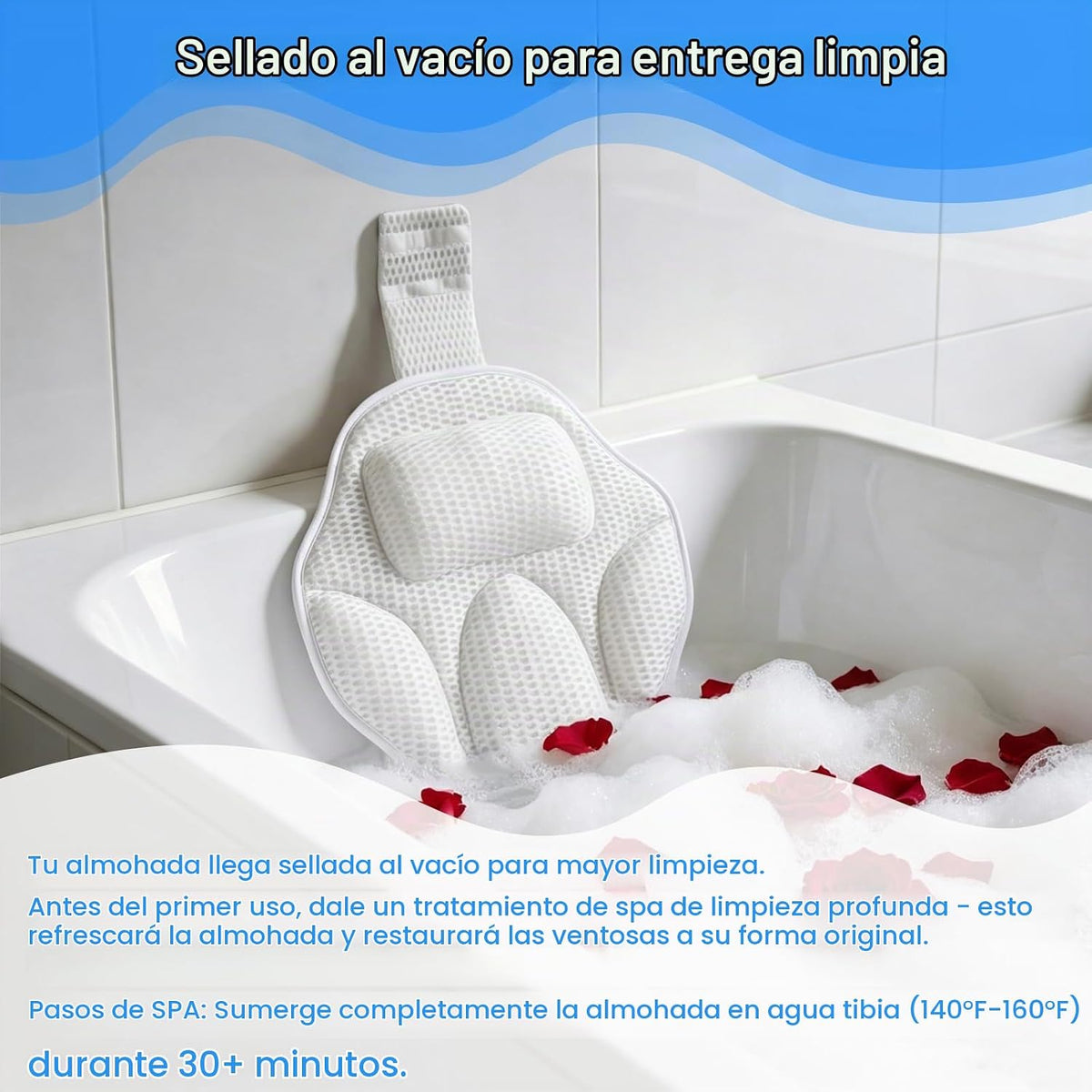 Almohada de baño de lujo de gran tamaño en forma de pétalos para ca...