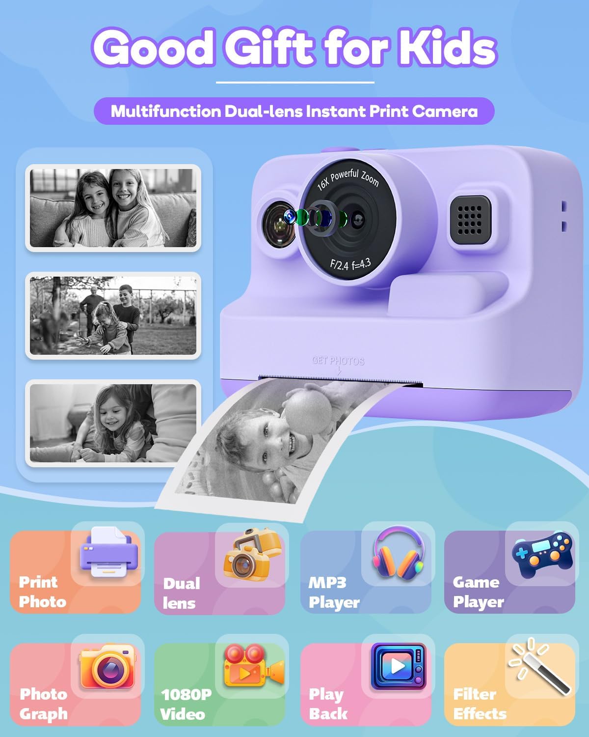 Cámara de impresión instantánea para niños, cámara instantánea para...
