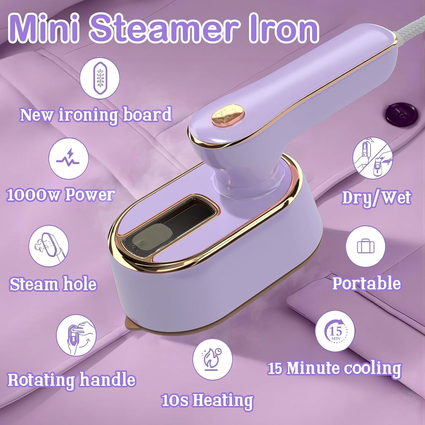 Plancha de vapor de viaje para ropa, mini máquina de planchar portá...
