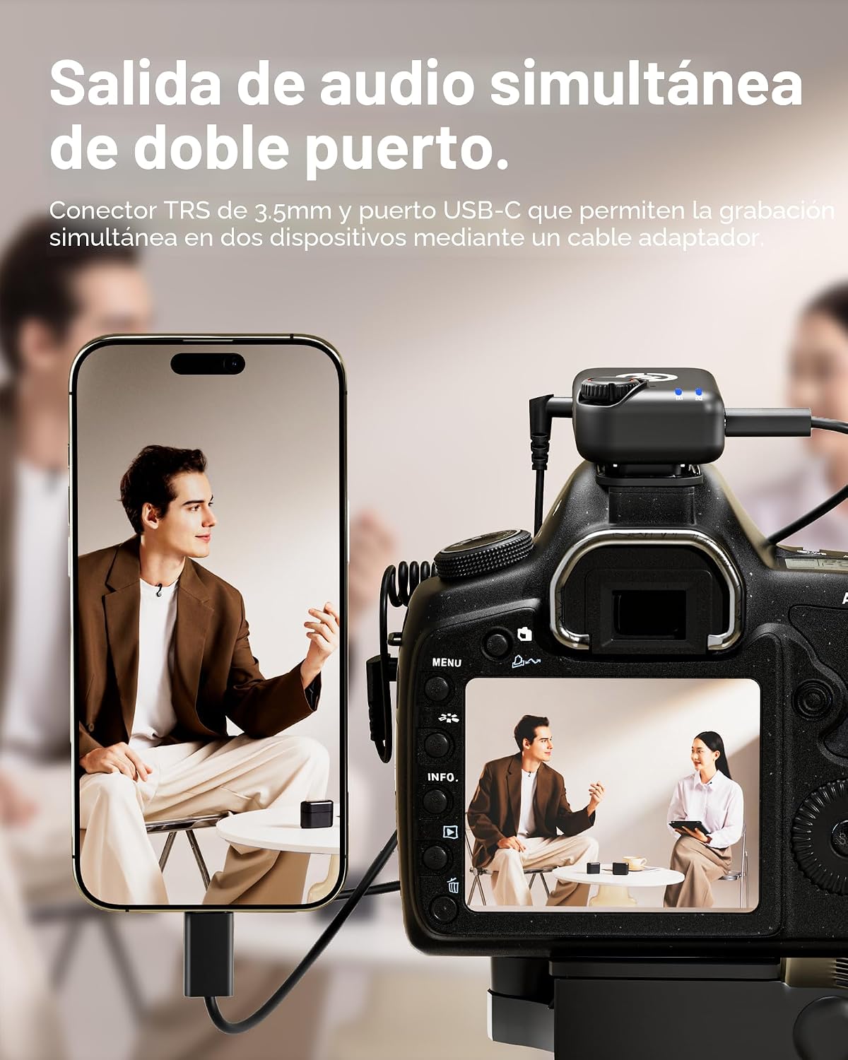 Micrófono inalámbrico Hollyland Lark M2S Combo (RX de cámara + RX U...