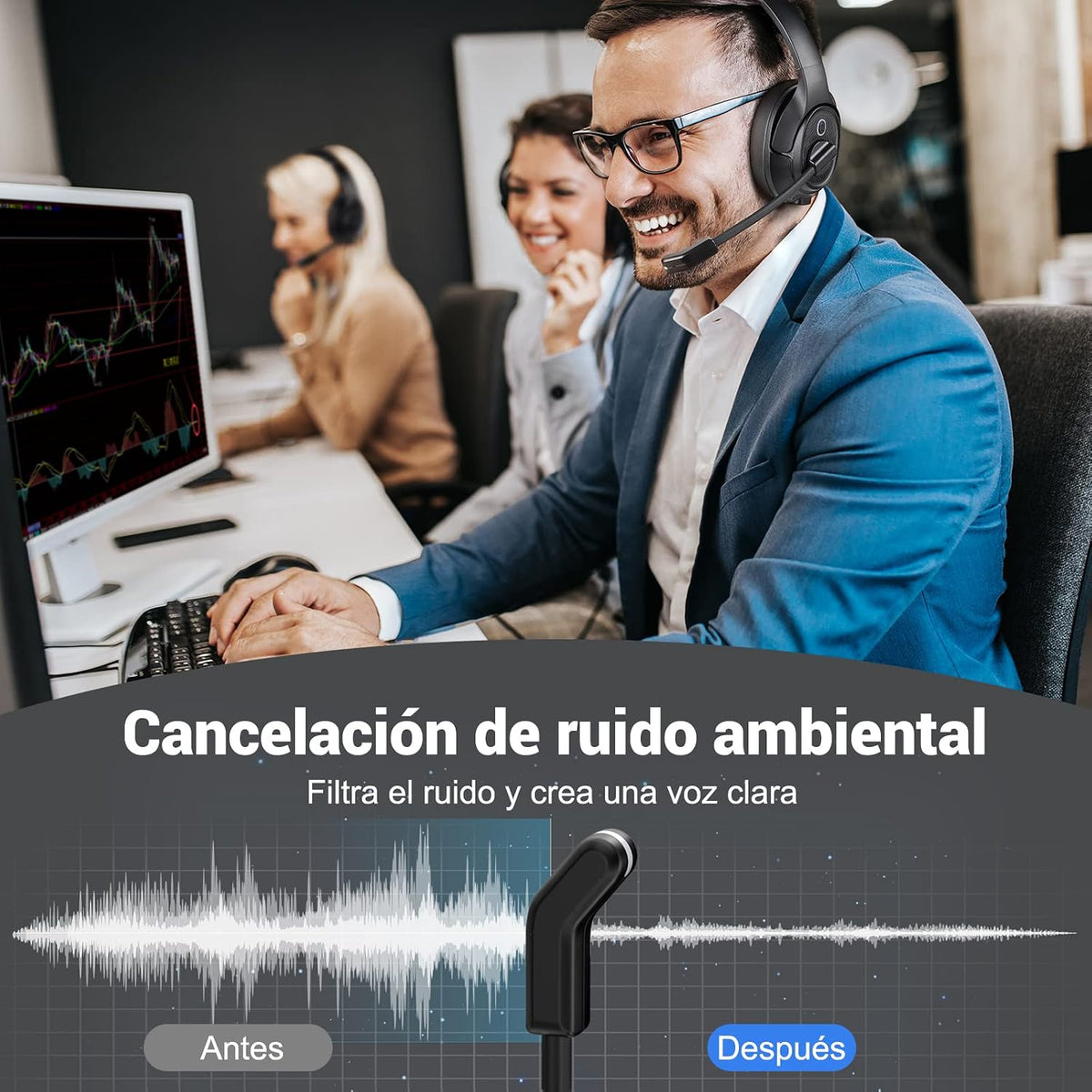 Auriculares Bluetooth para PC, auriculares inalámbricos para comput...