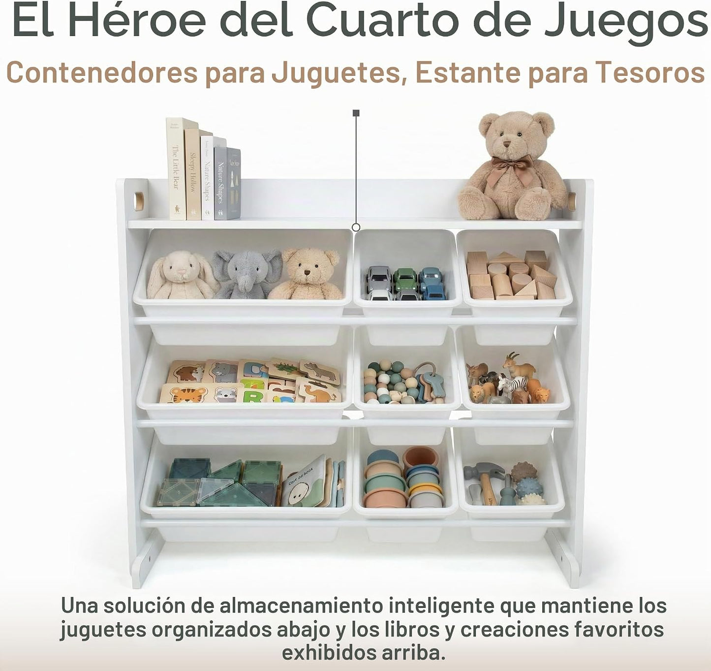 Humble Crew Organizador de juguetes para niños con estante de exhib...
