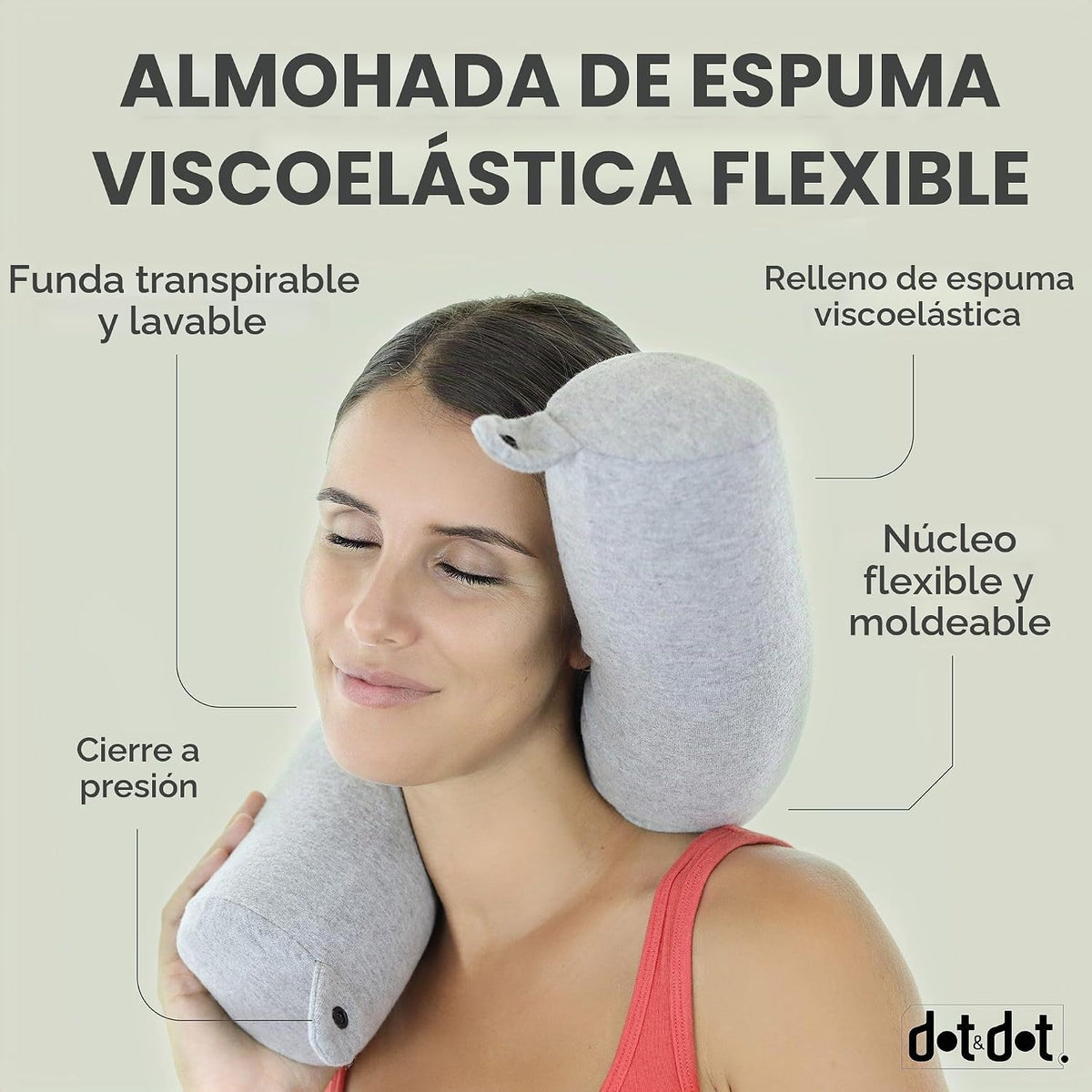 Dot&amp;Dot Almohada de viaje de espuma viscoelástica Twist para av...