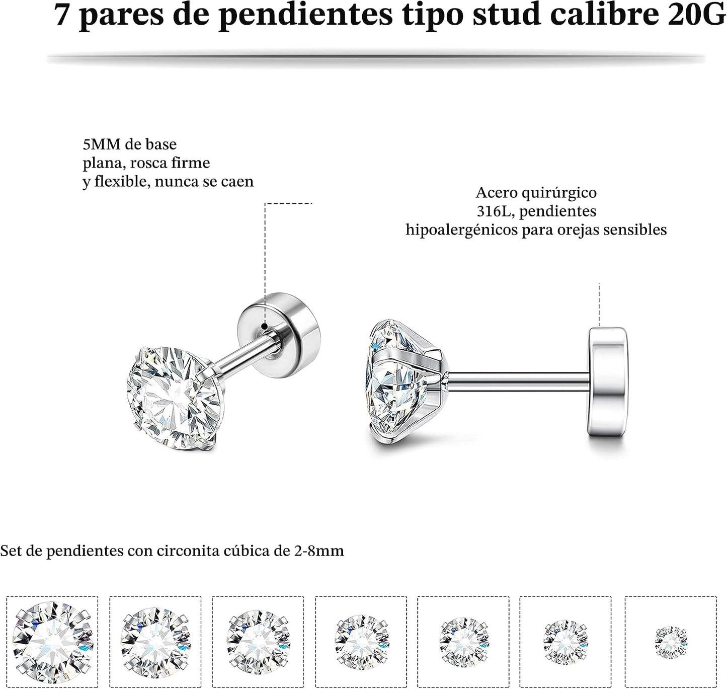 Fansilver Pendientes hipoalergénicos de 0.71 oz con parte trasera p...